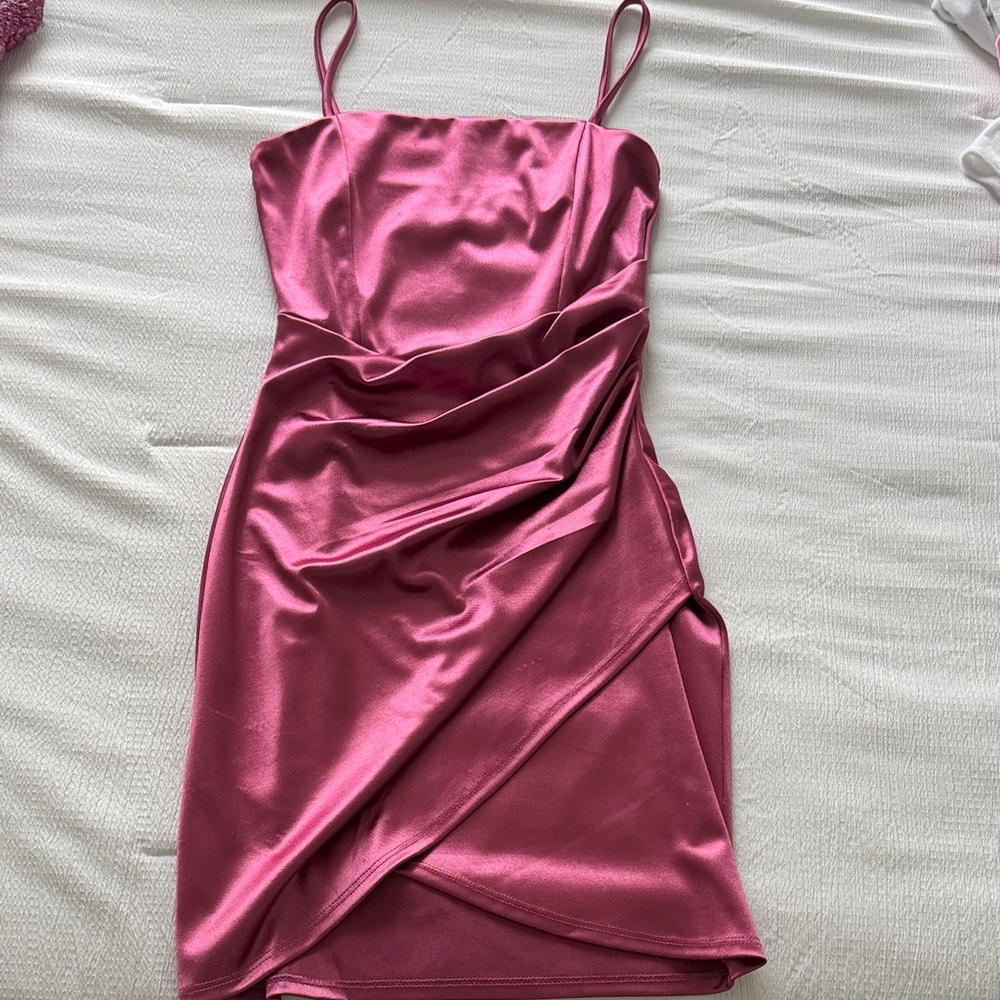 Windsor Pink Satin Mini Dress